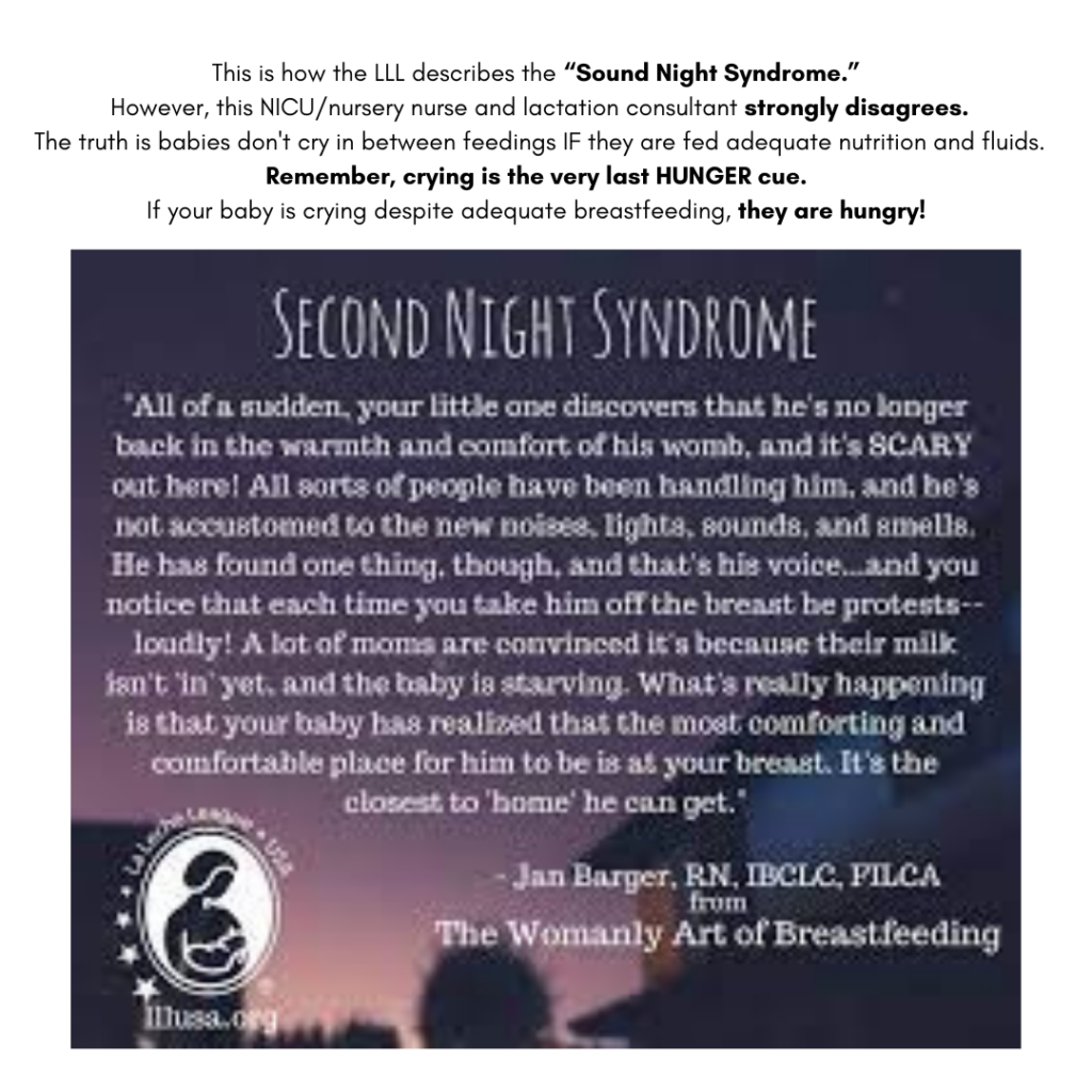 A poster with the words second night syndrome written in black.