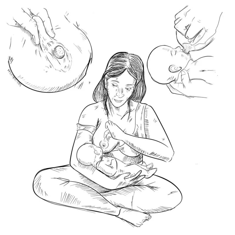A woman holding her baby in the air.