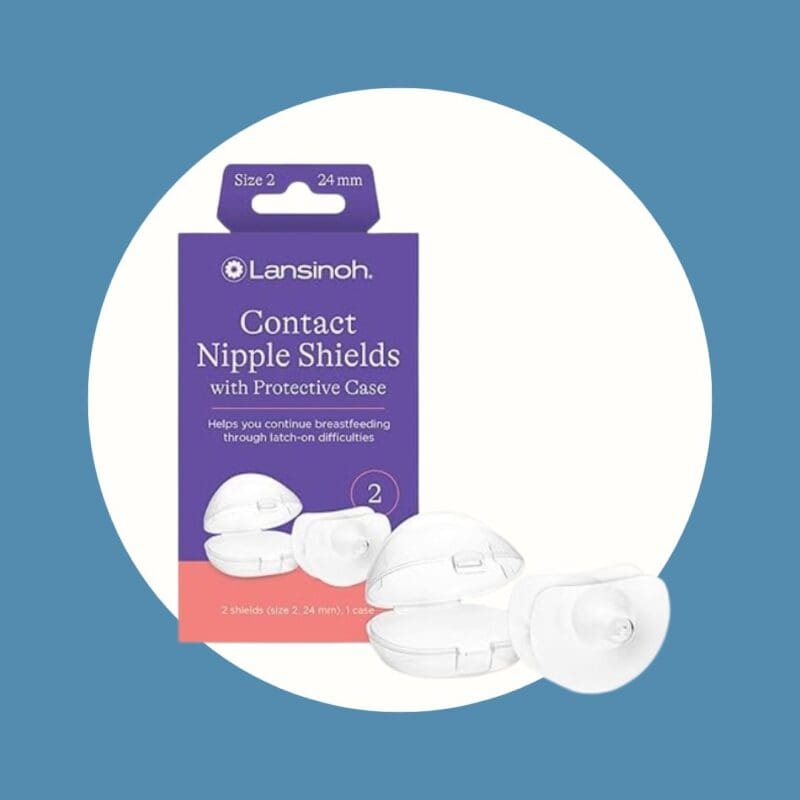 Lansinoh Contact Nipple Shields for Breastfeeding, 2 Nipple Shields (24mm) and Case